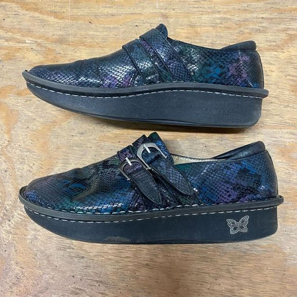 Alegria Rainbow Clog Shoes Leather Snakeskin Multicolor Loafer Sz EU 40 / US 9 - Picture 3 of 11